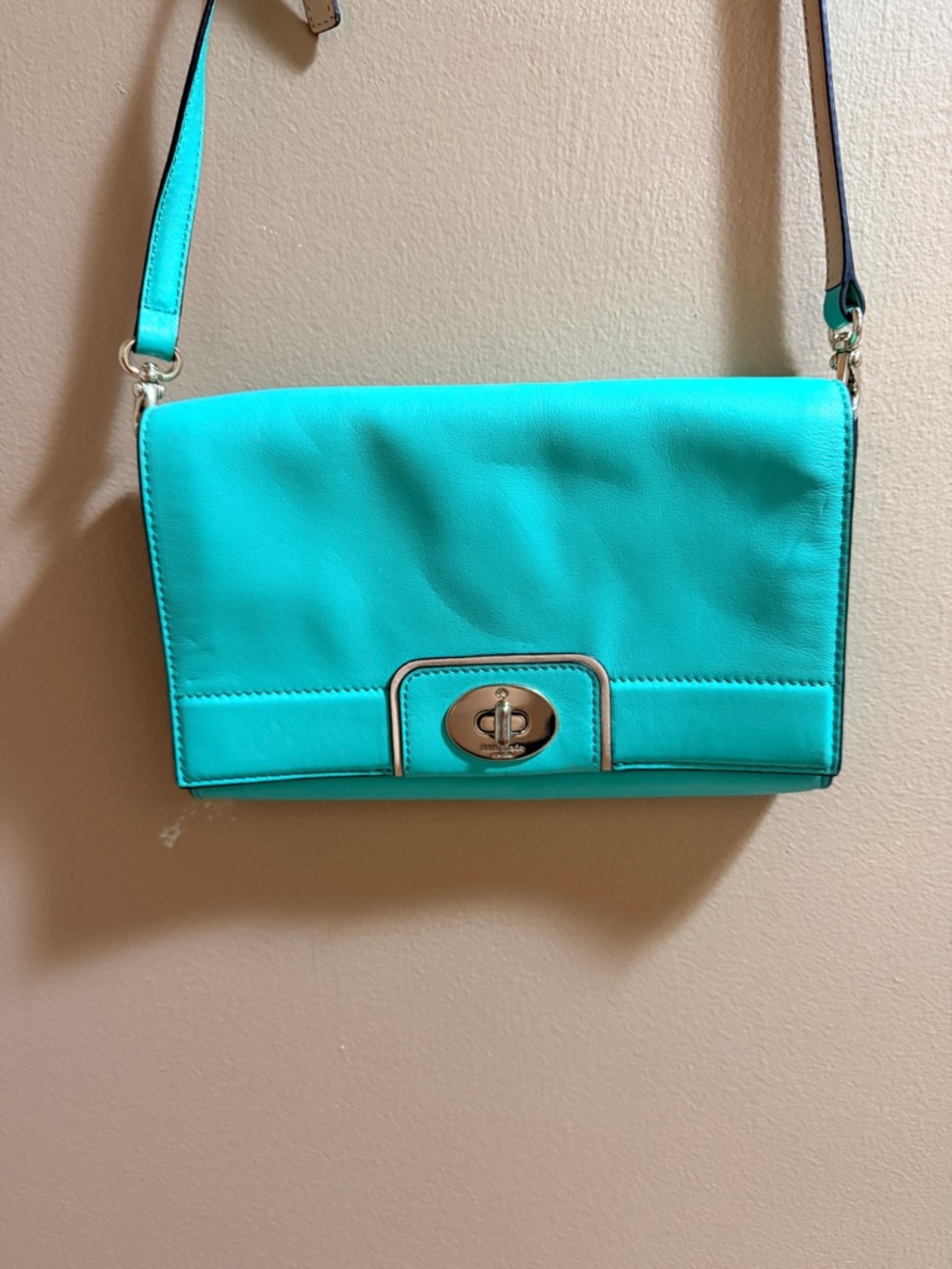 kate spade Turquoise Crossbody with Turnlock Detail